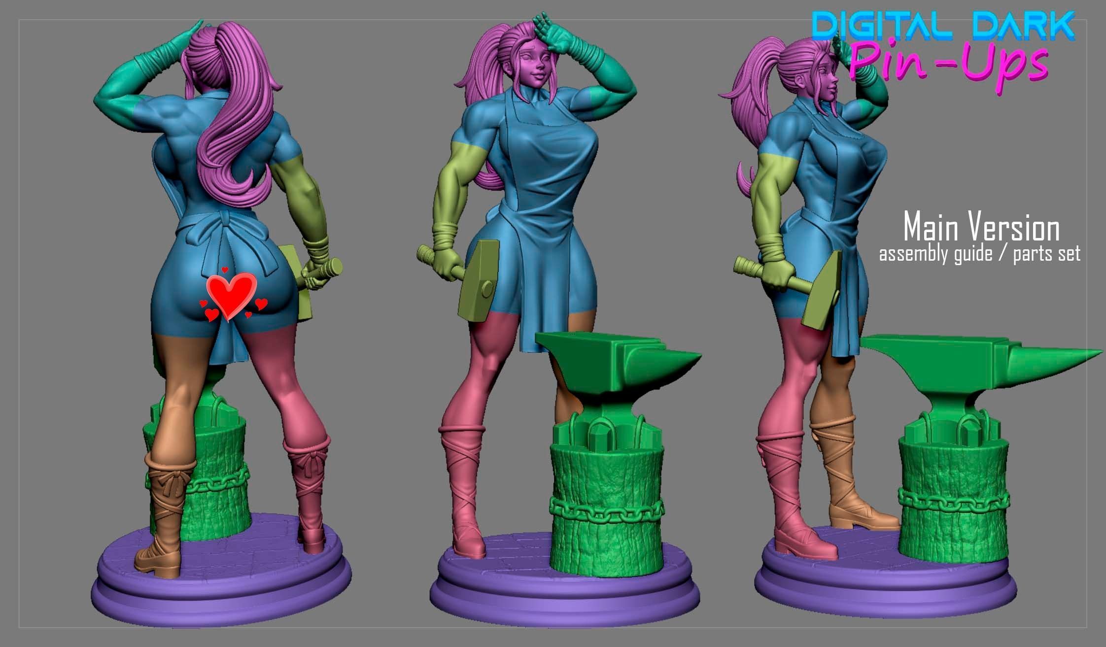 Blacksmith with NSFW version and Miniatures and head variation  3D print model_9