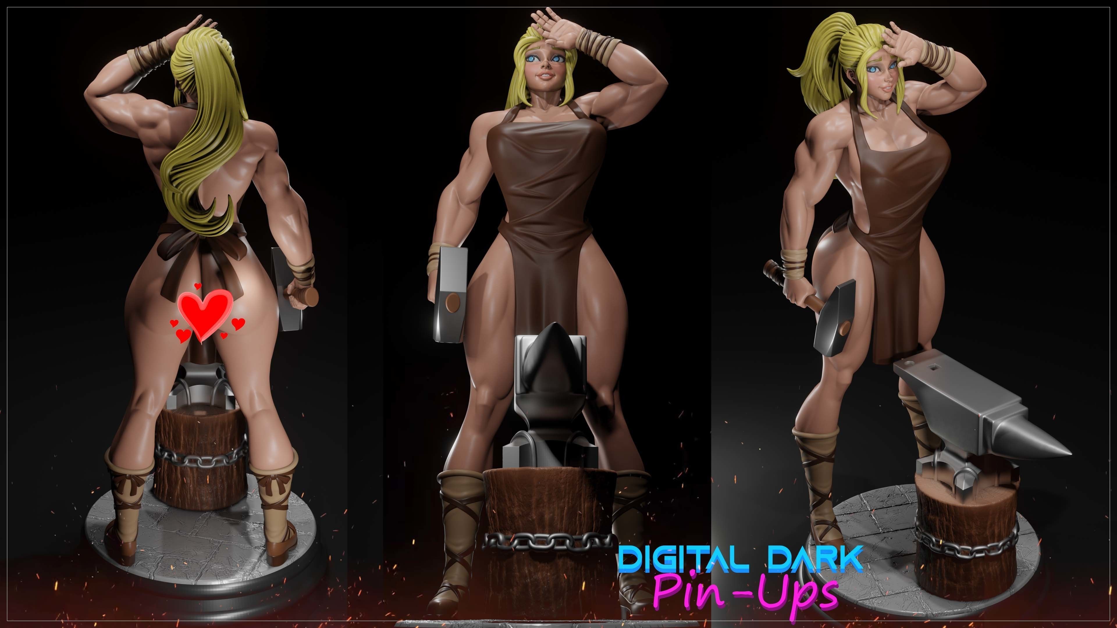 Blacksmith with NSFW version and Miniatures and head variation  3D print model_8