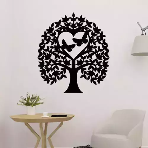 Heart Tree and Butterfly 2D Wall Decor