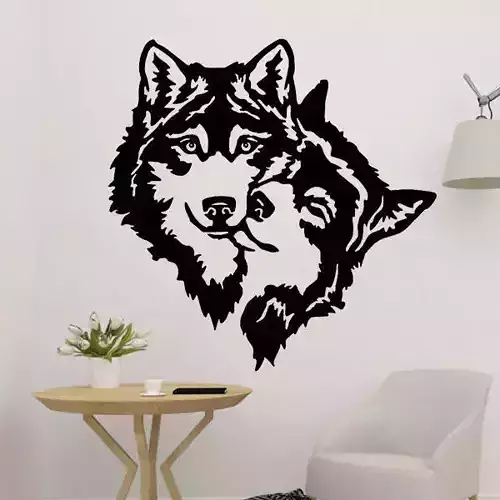 Wolf With Wolf Wall Decor