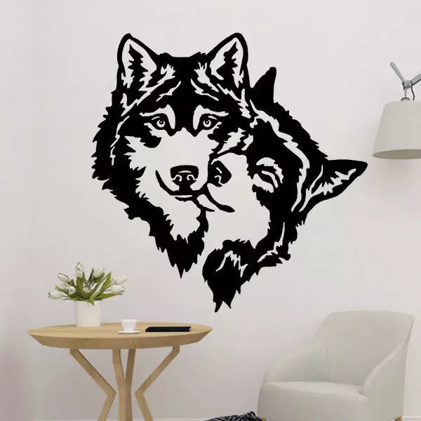 Wolf With Wolf Wall Decor 3D print model_0