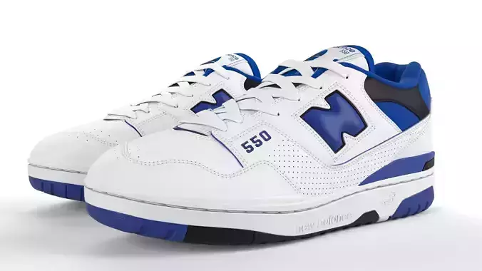 New Balance 550 White Blue PBR Low-poly 3D model