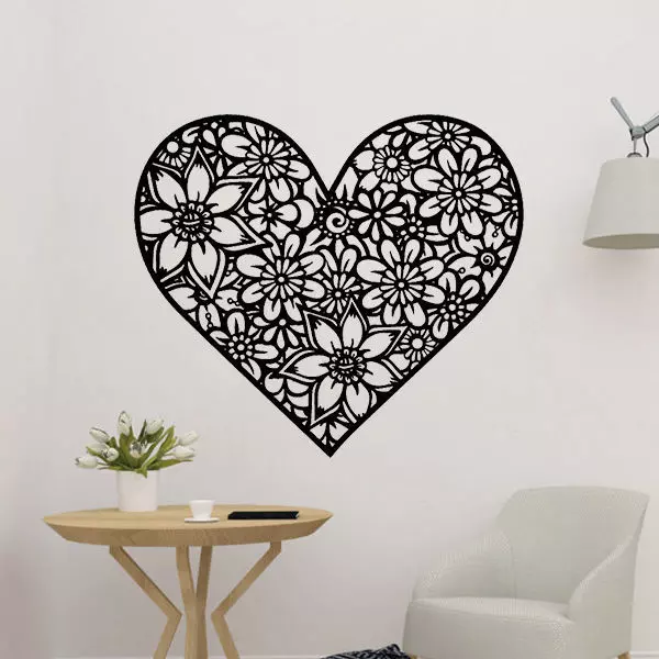 Floral Heart 2D Art 3D print model_0