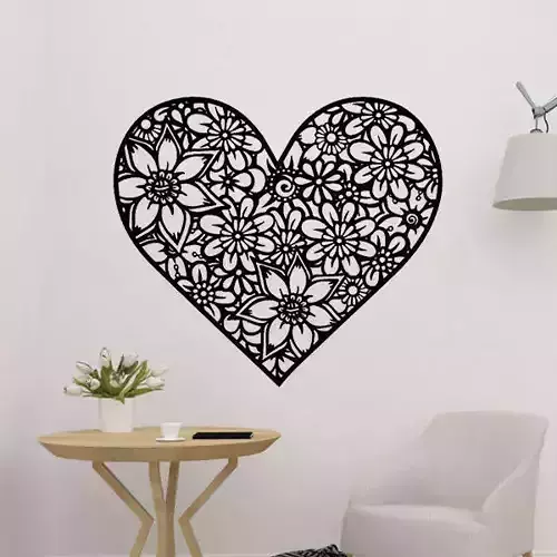 Floral Heart 2D Art 3D print model
