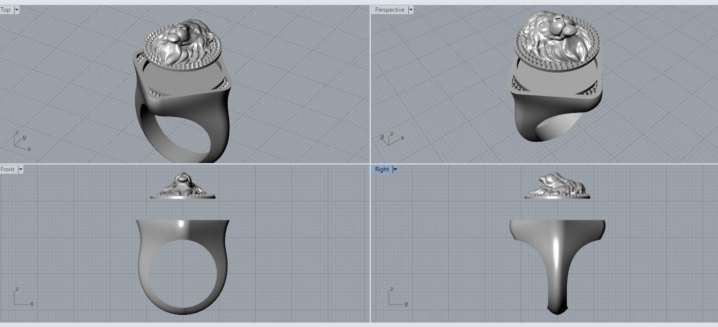 lion men ring 3D print model 3D print model_13