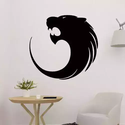 Lion Head Wall Sculpture 2D