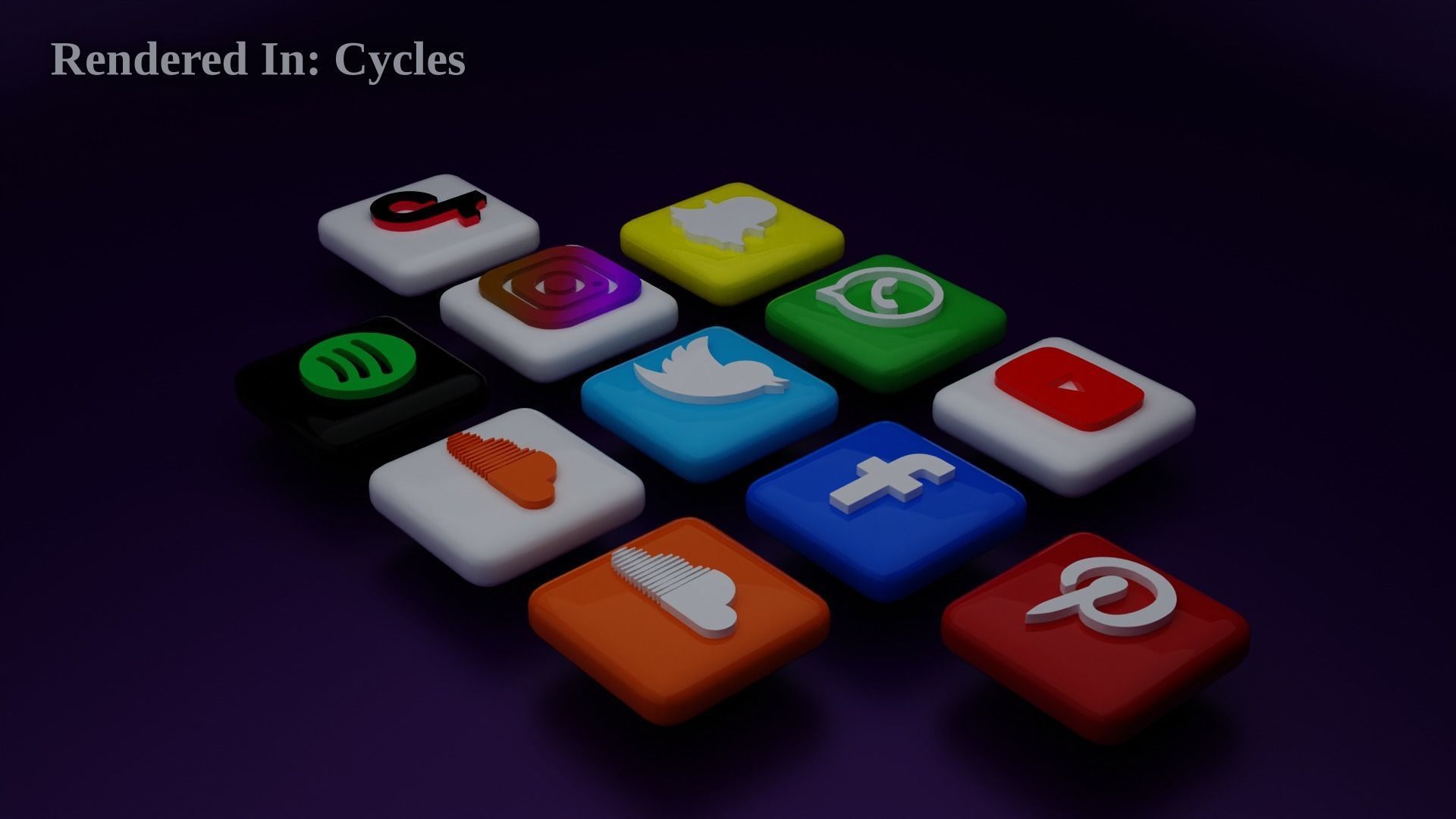 10 Most popular Social medias Icons  Pack  Low-poly 3D model_2