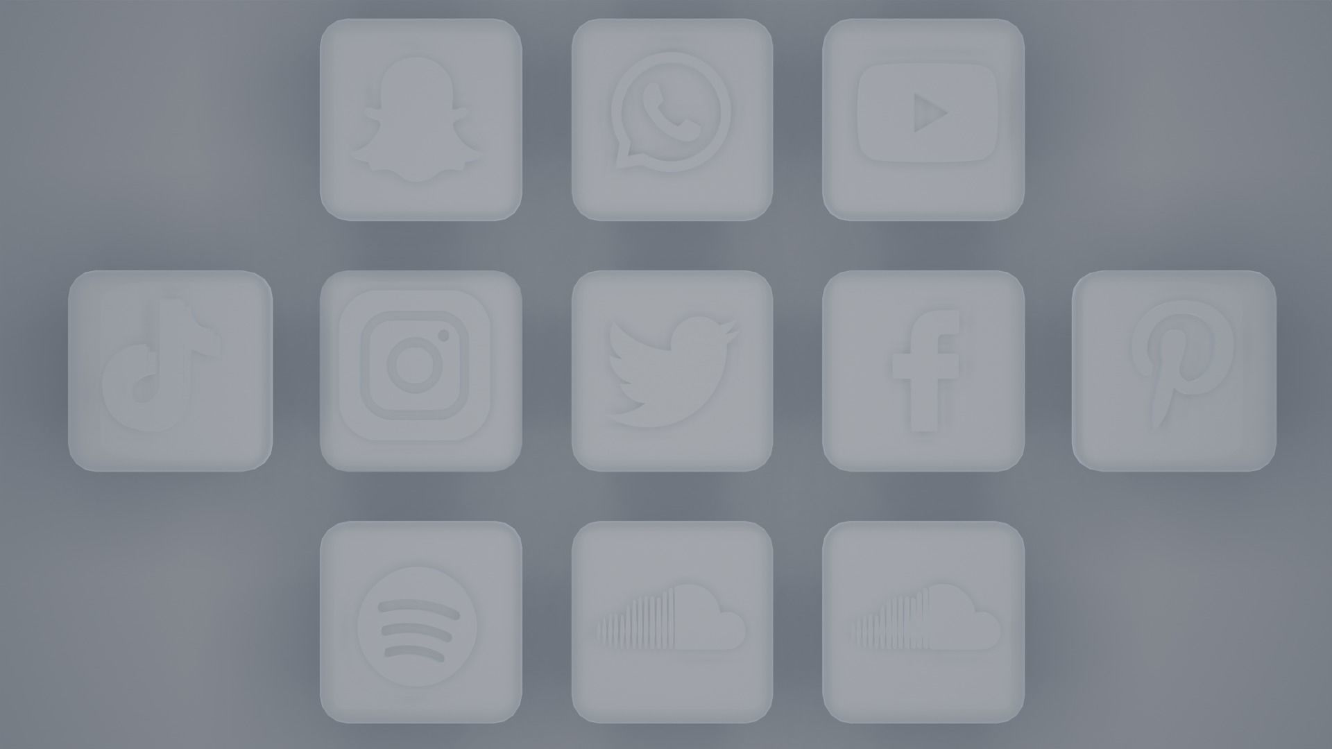 10 Most popular Social medias Icons  Pack  Low-poly 3D model_3