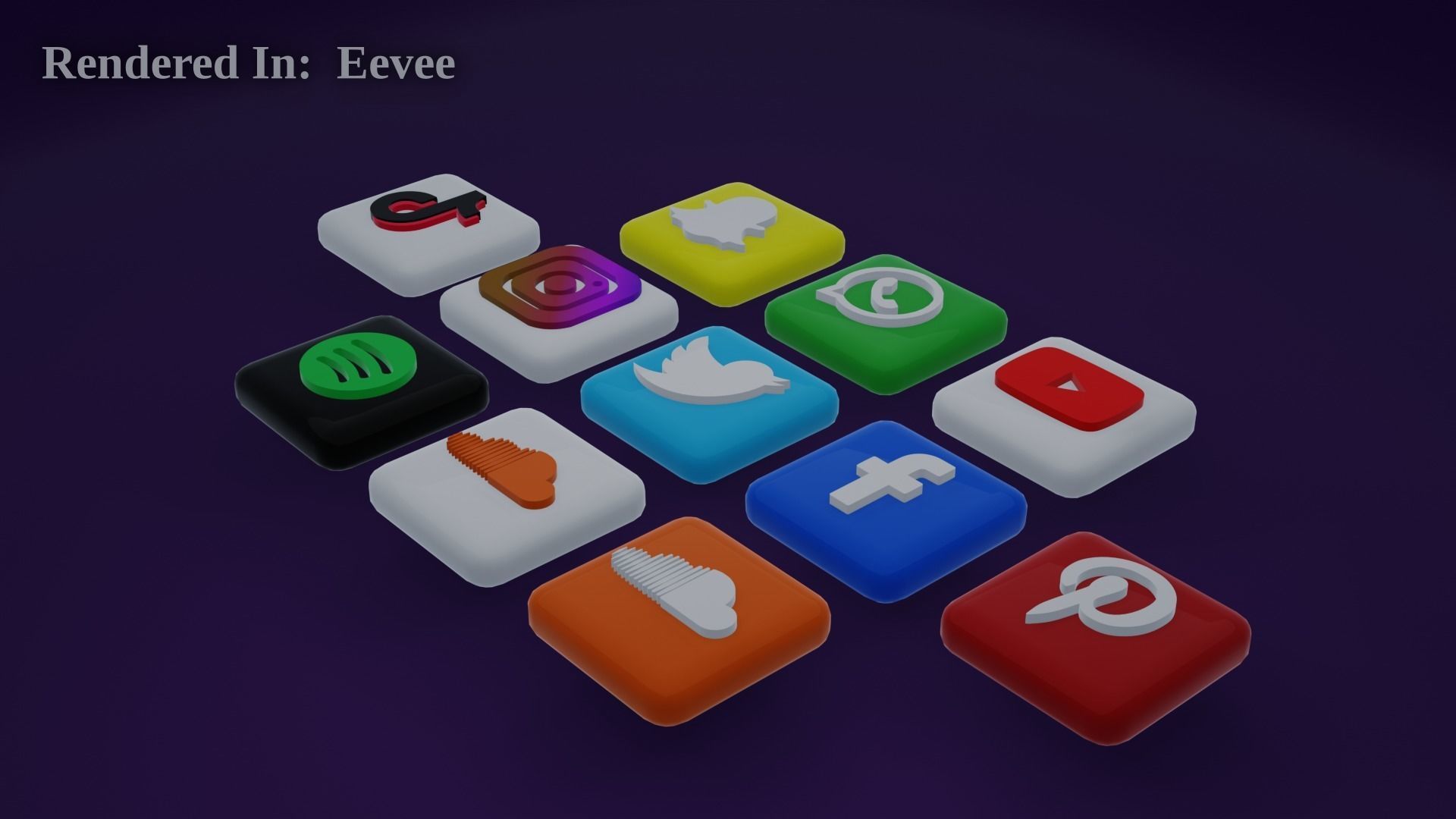 10 Most popular Social medias Icons  Pack  Low-poly 3D model_15