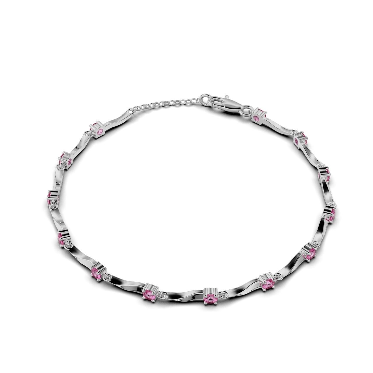 Women bracelet with a round stone 3D print model_11