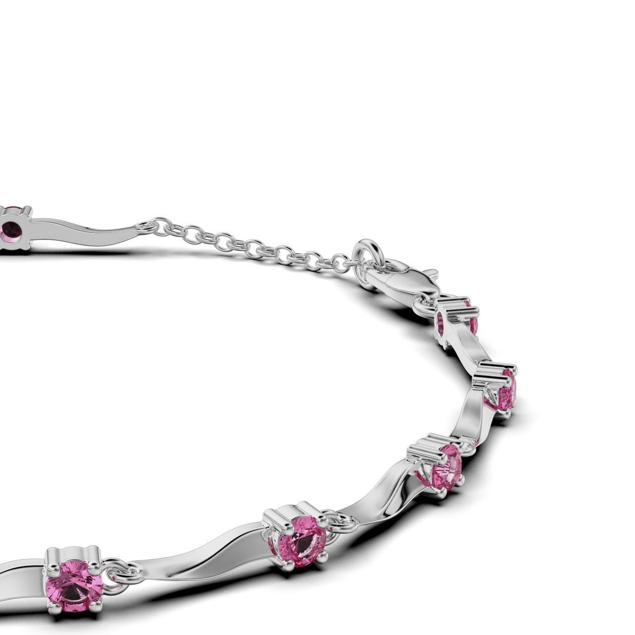 Women bracelet with a round stone 3D print model_12