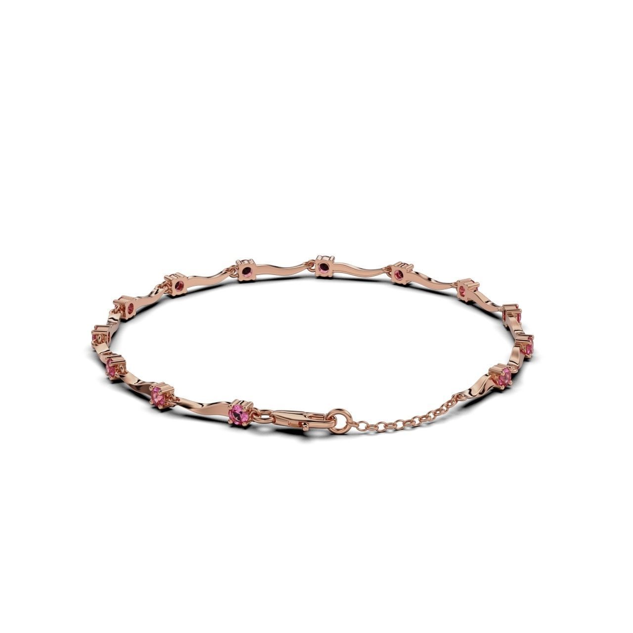 Women bracelet with a round stone 3D print model_5