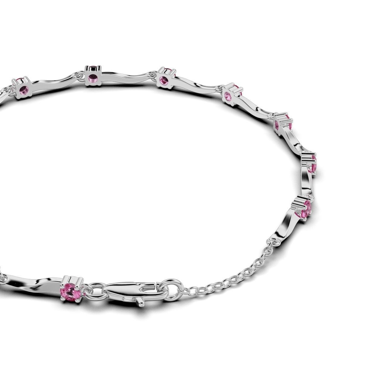 Women bracelet with a round stone 3D print model_8