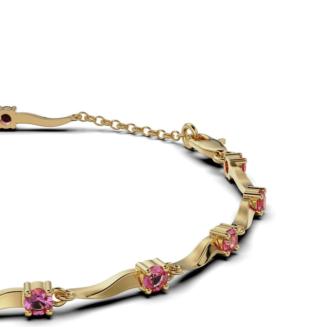 Women bracelet with a round stone 3D print model_13