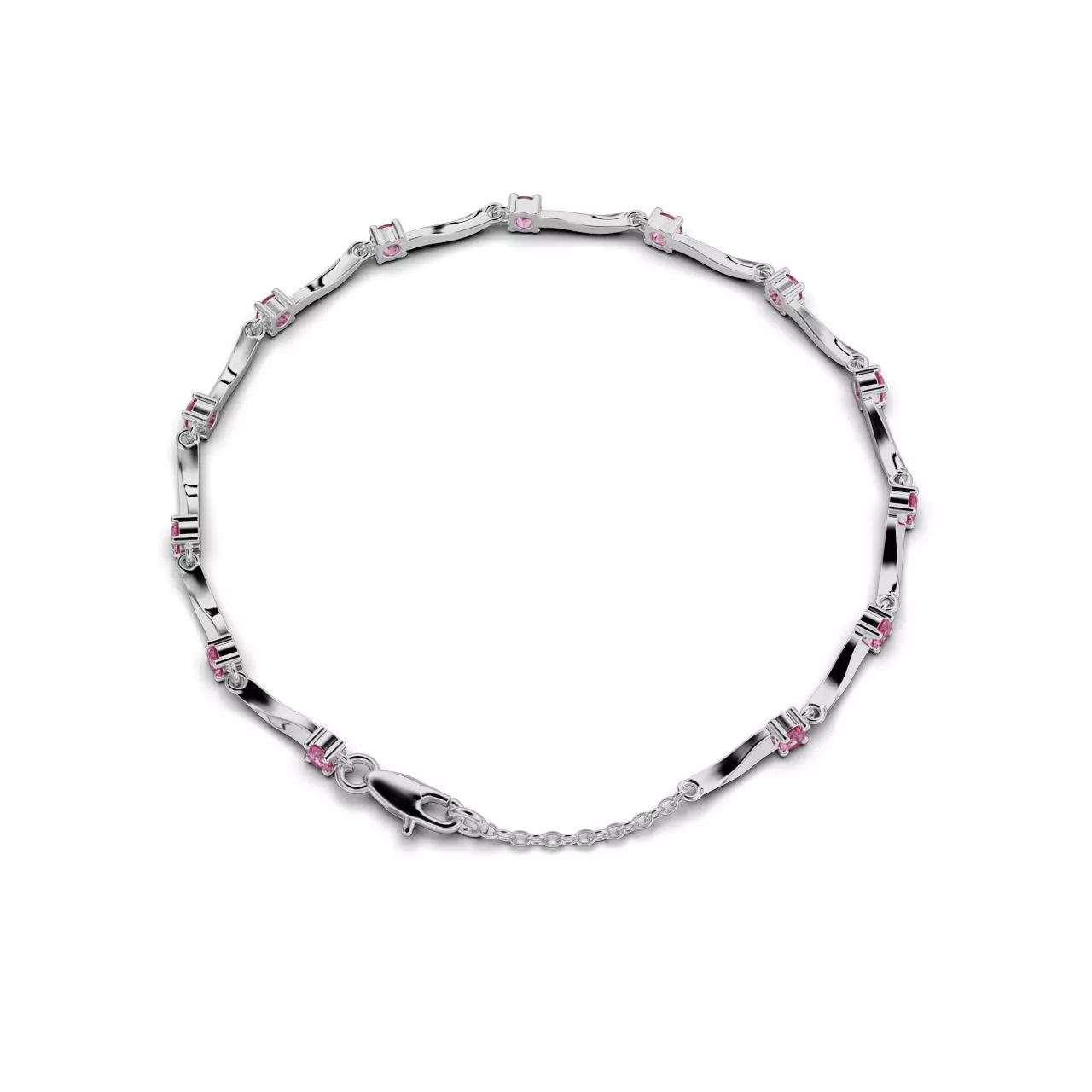 Women bracelet with a round stone 3D print model_0