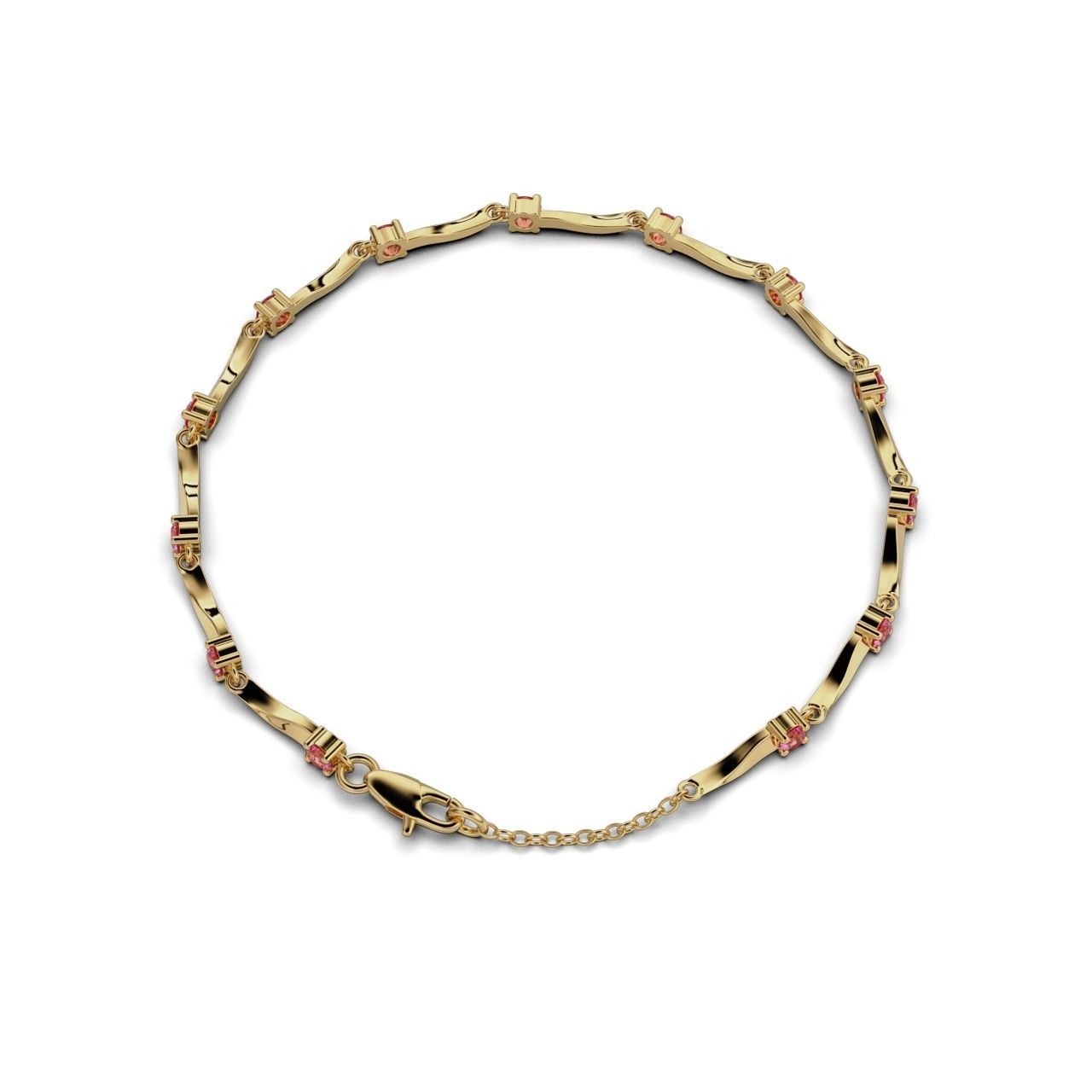 Women bracelet with a round stone 3D print model_1