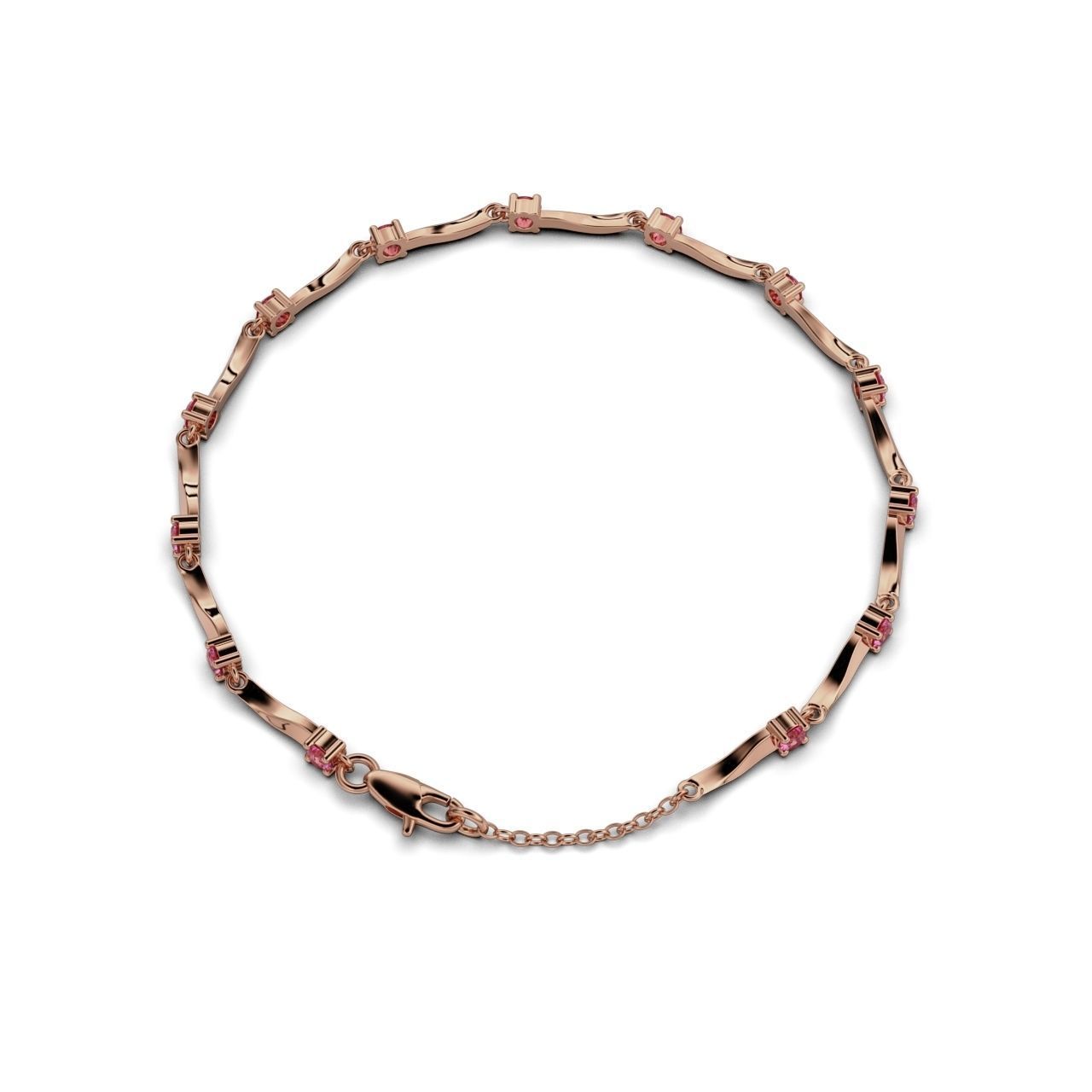 Women bracelet with a round stone 3D print model_2