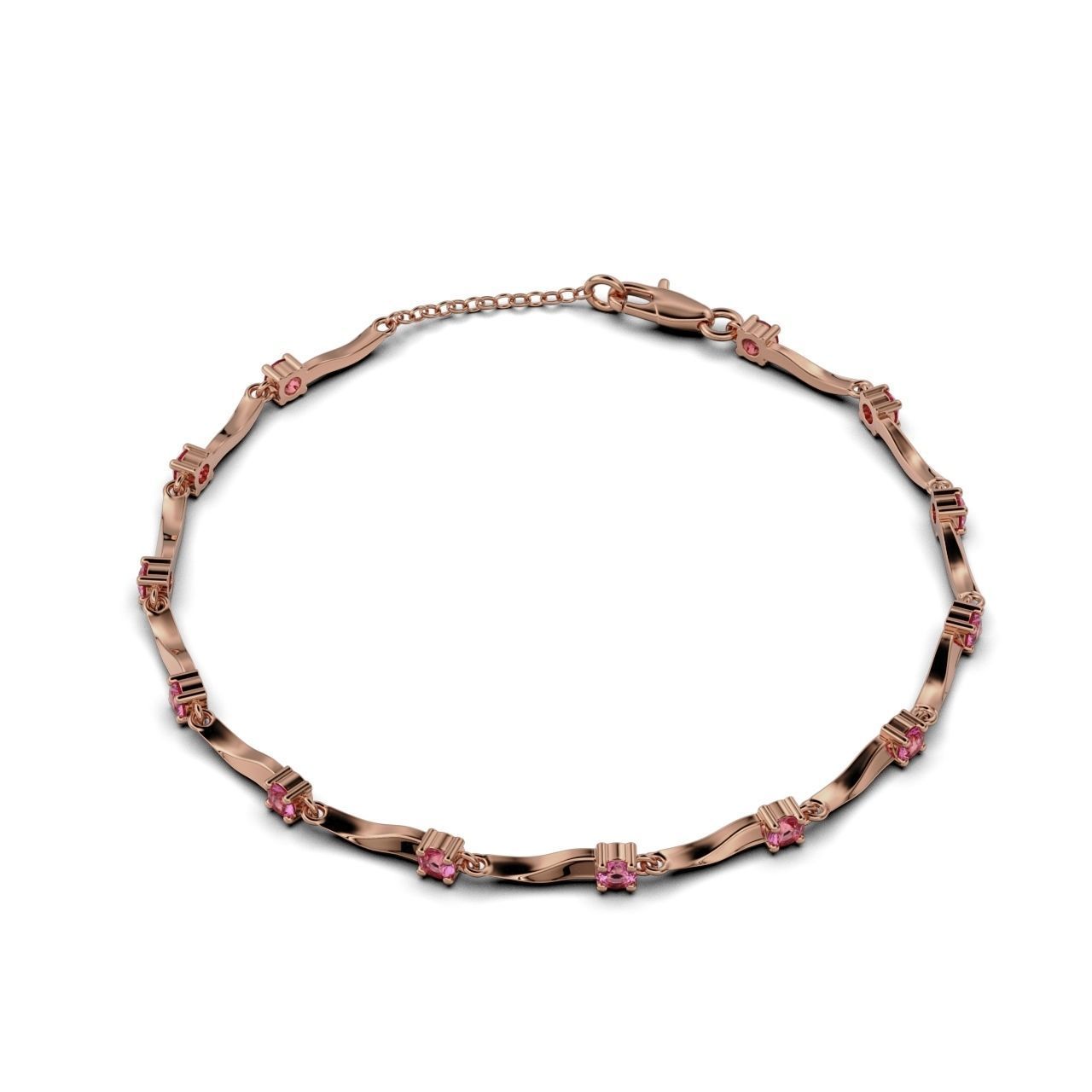 Women bracelet with a round stone 3D print model_9