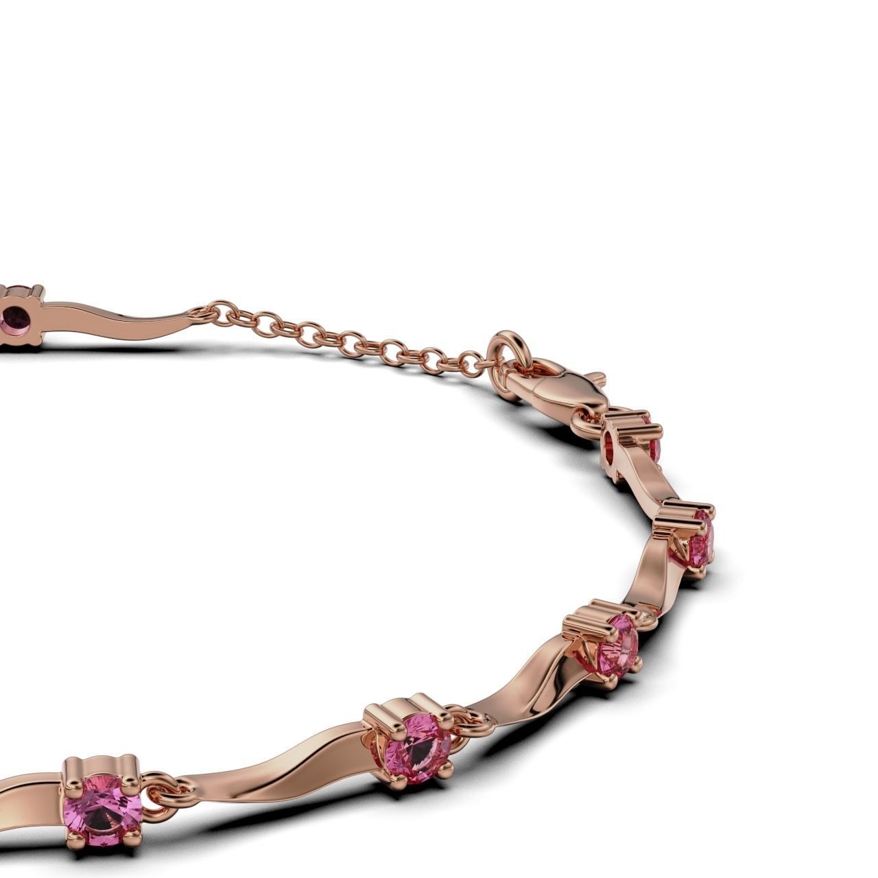 Women bracelet with a round stone 3D print model_14