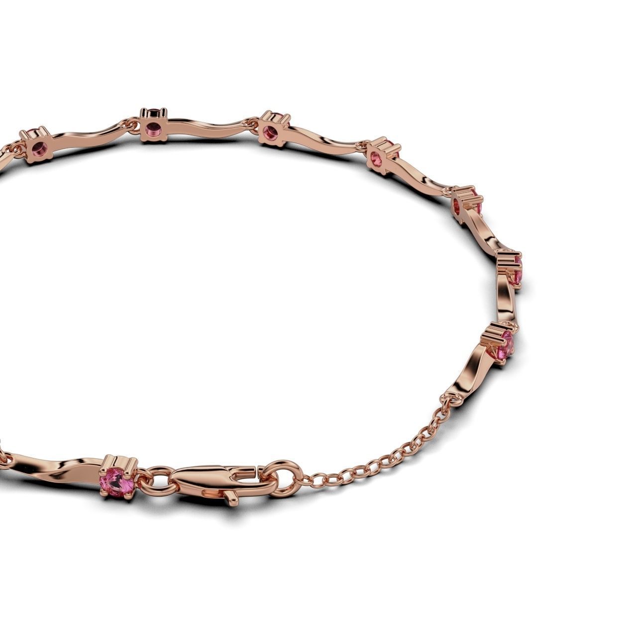 Women bracelet with a round stone 3D print model_6