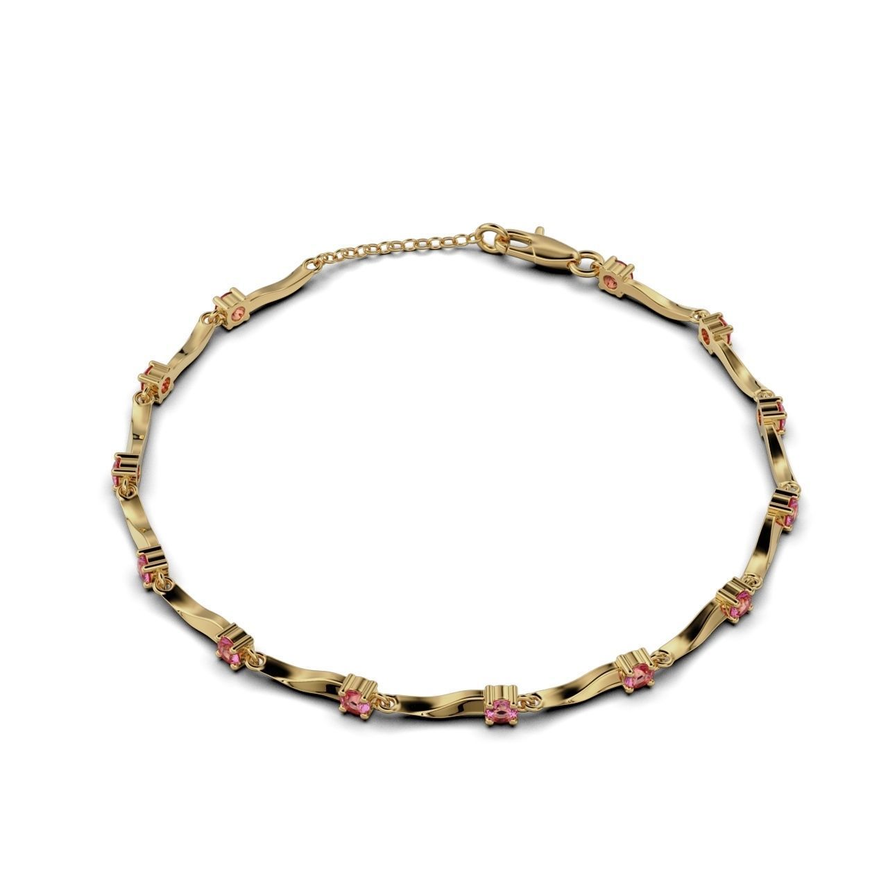 Women bracelet with a round stone 3D print model_10