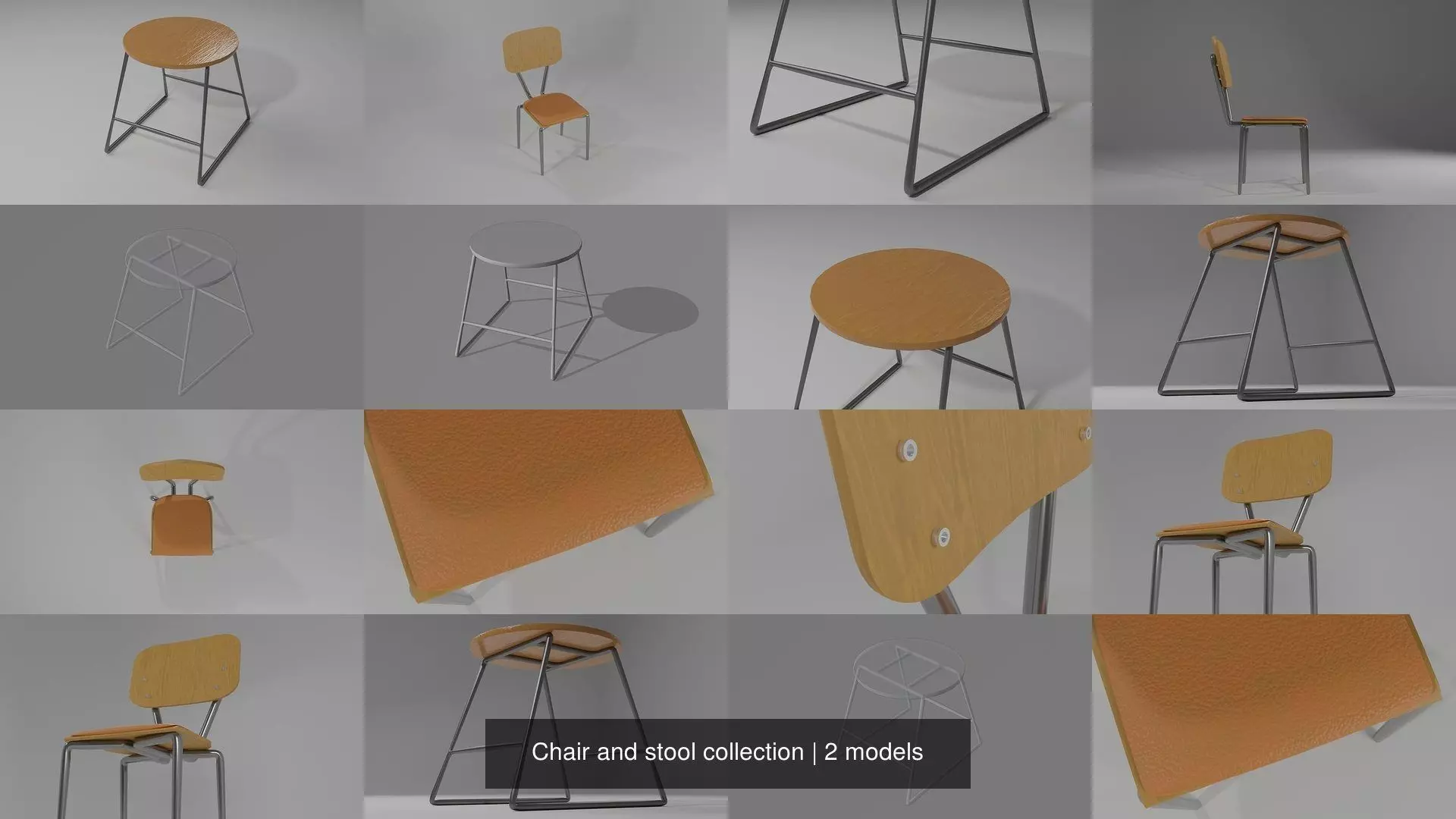 Chair and stool 3D Model Collection_0