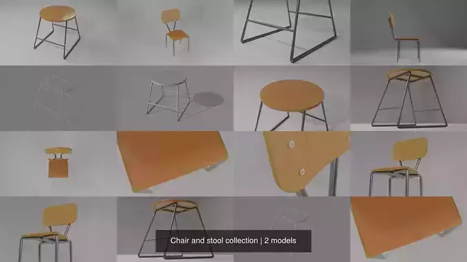 Chair and stool 3D Model Collection