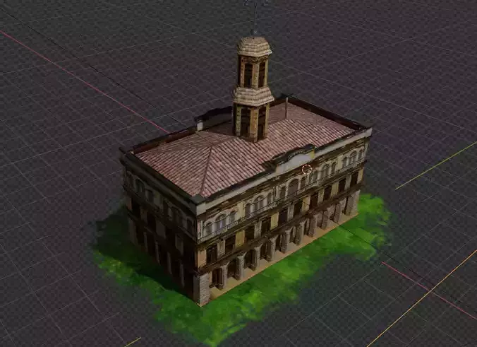 Reneissance Spanish Town Hall Low-poly 3D model