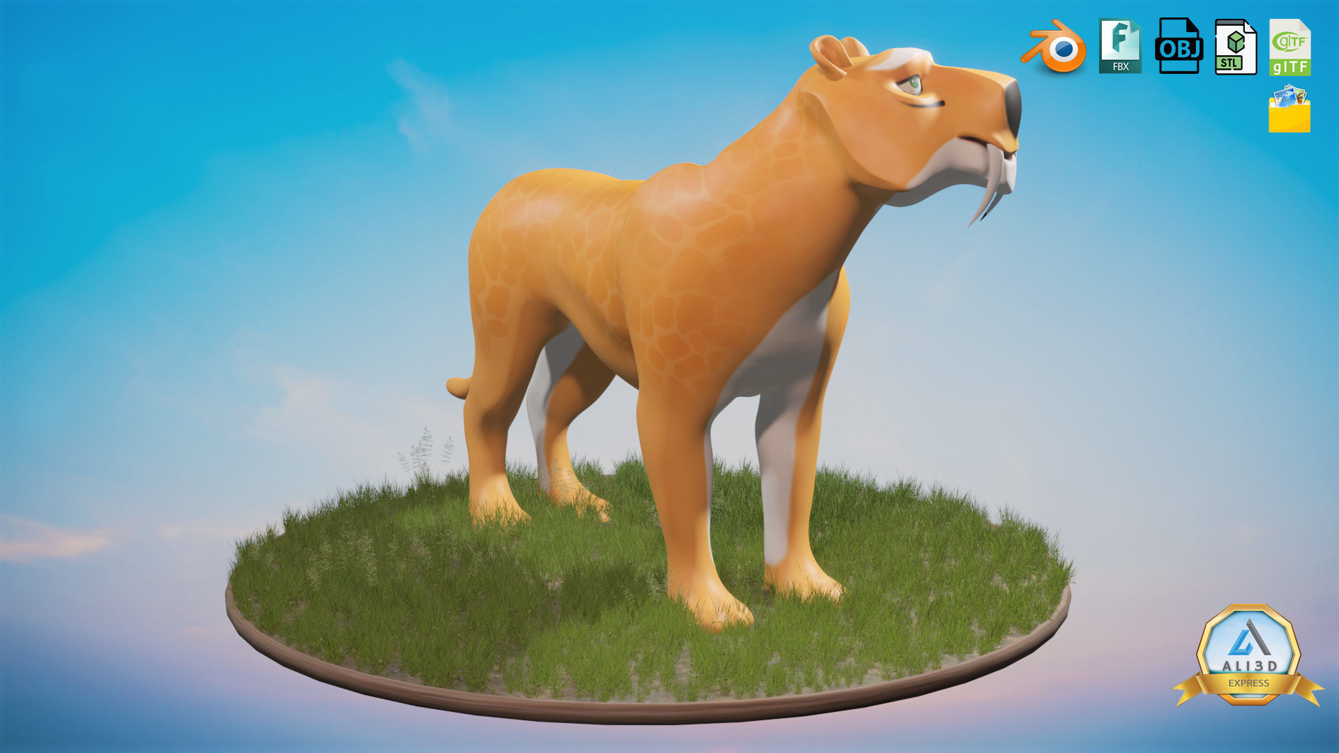 Amazing Stylized Wild Tiger Toon Low-poly 3D model_2