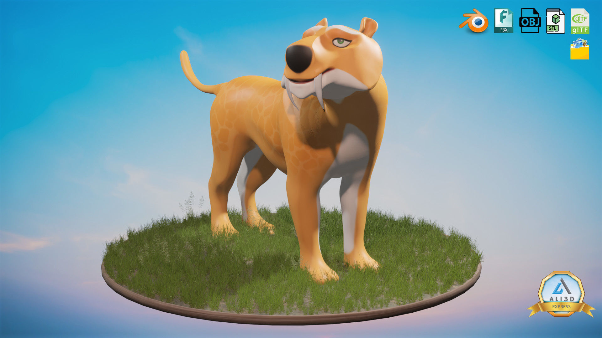Amazing Stylized Wild Tiger Toon Low-poly 3D model_4