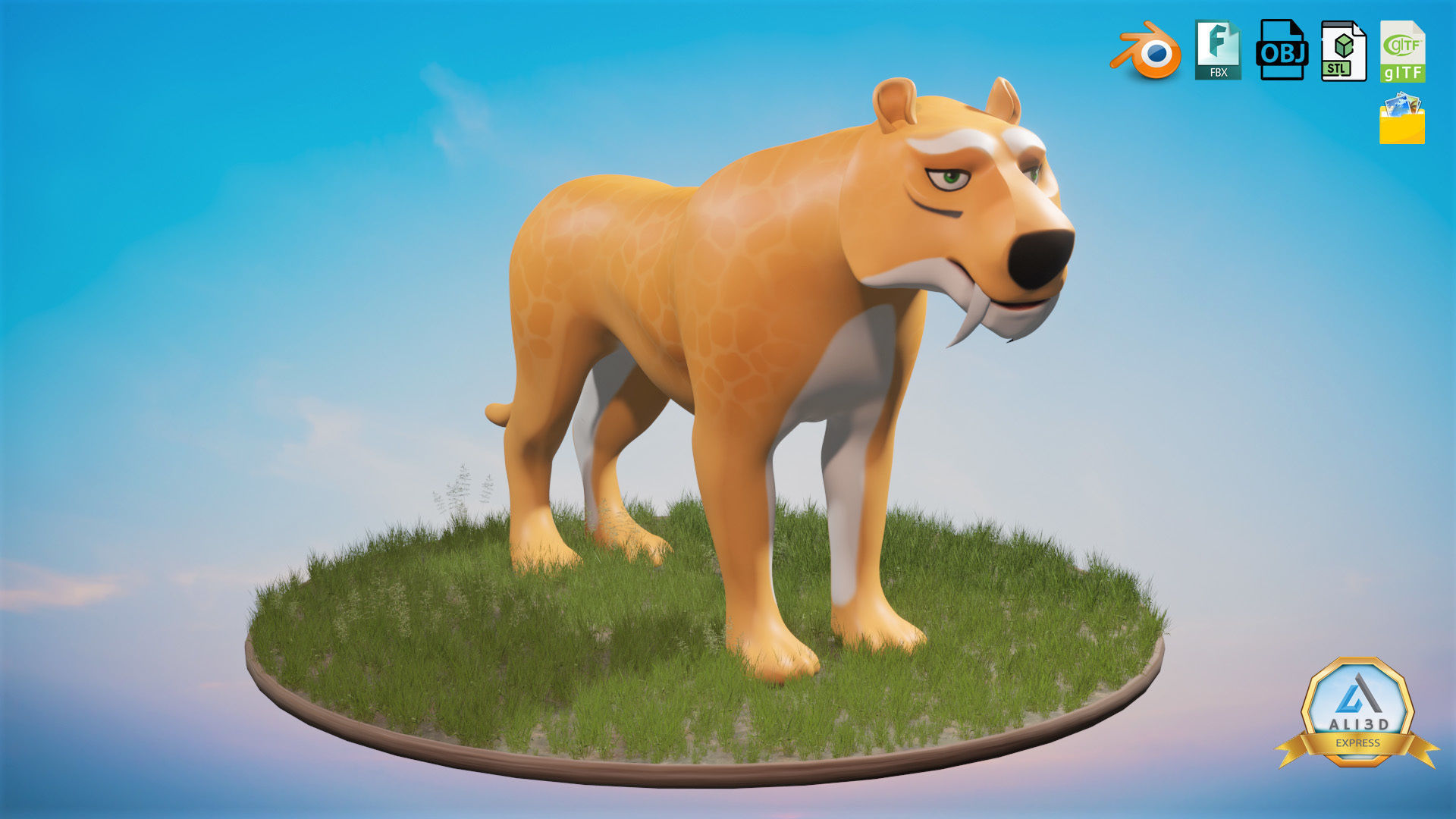 Amazing Stylized Wild Tiger Toon Low-poly 3D model_1
