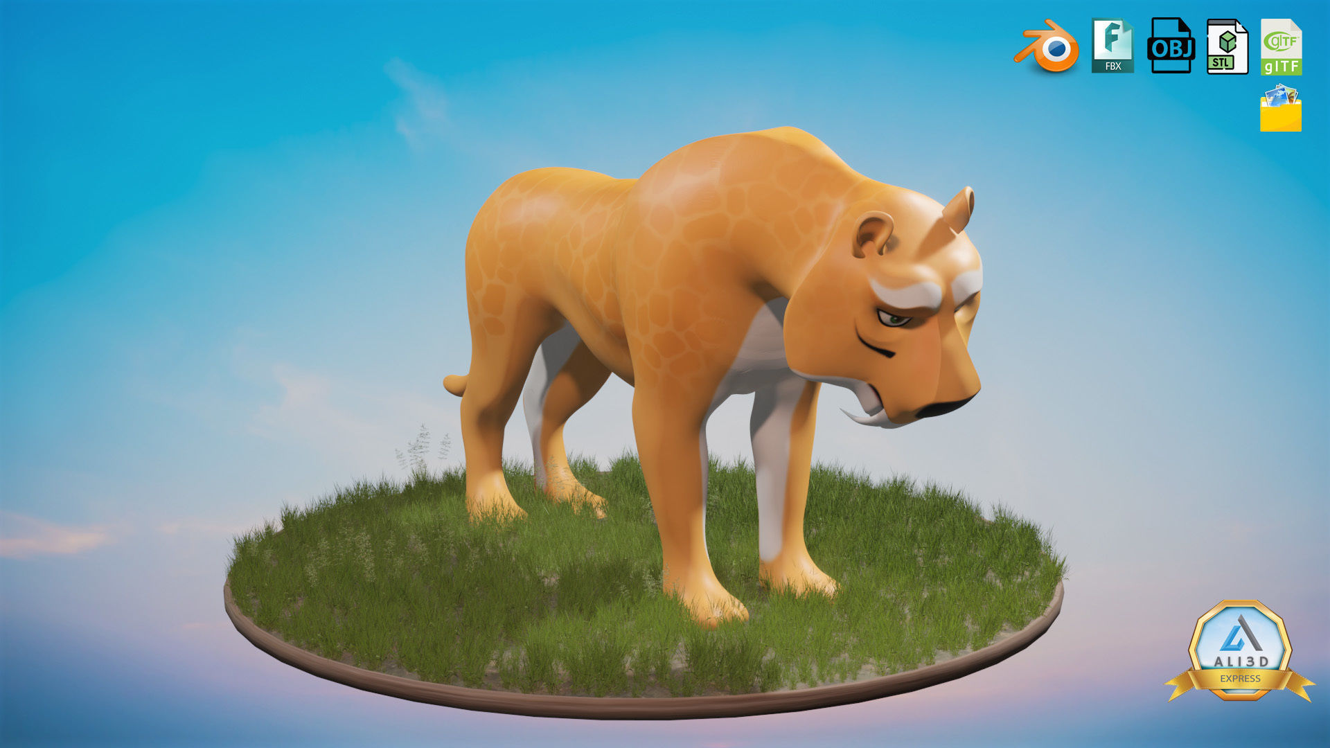 Amazing Stylized Wild Tiger Toon Low-poly 3D model_3