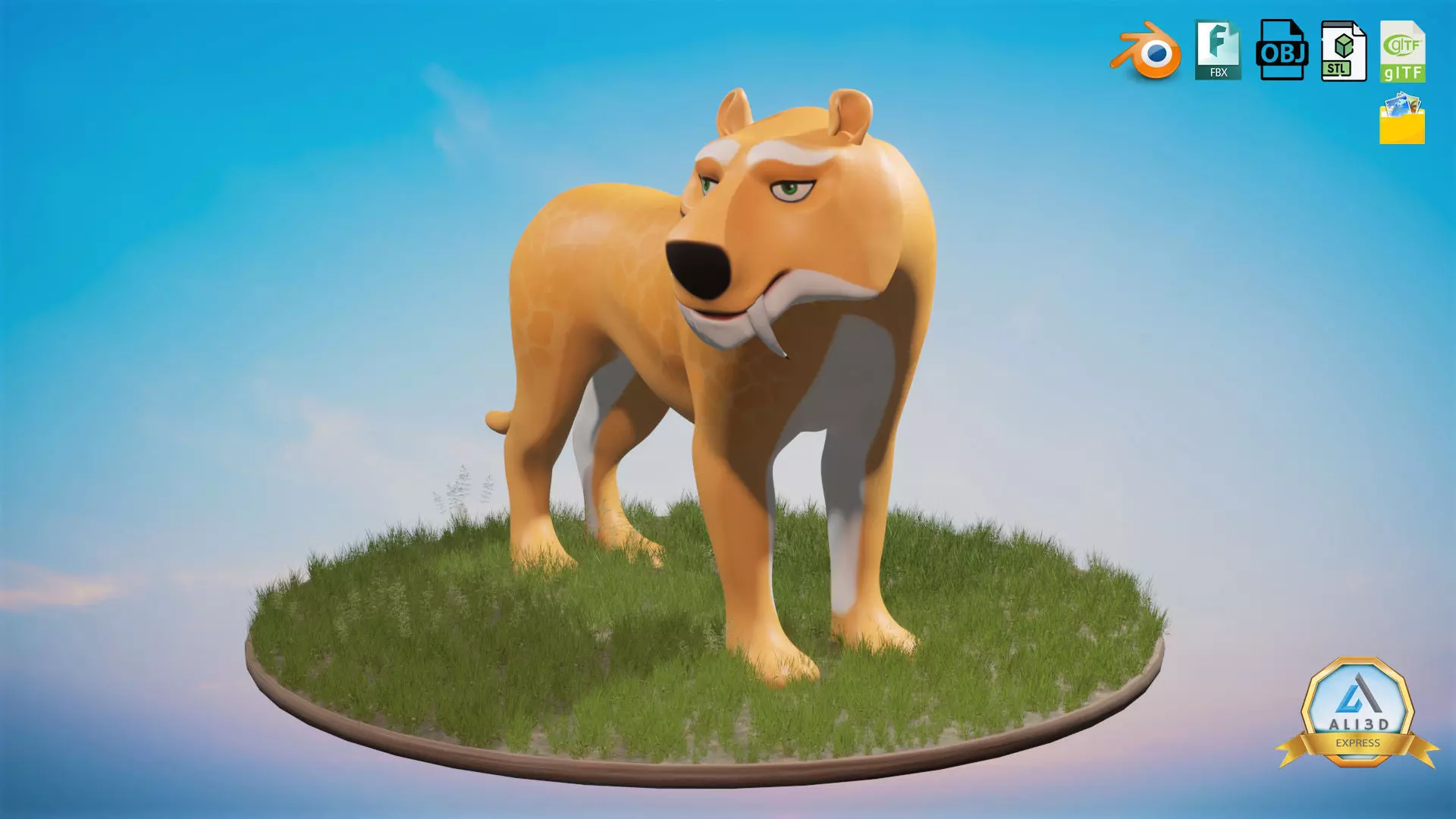 Amazing Stylized Wild Tiger Toon Low-poly 3D model_0