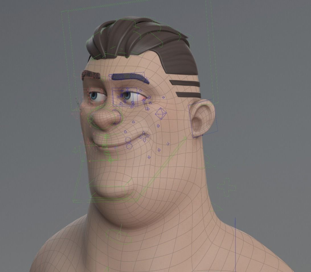 man Full body rig and full facial rig 3D model_5