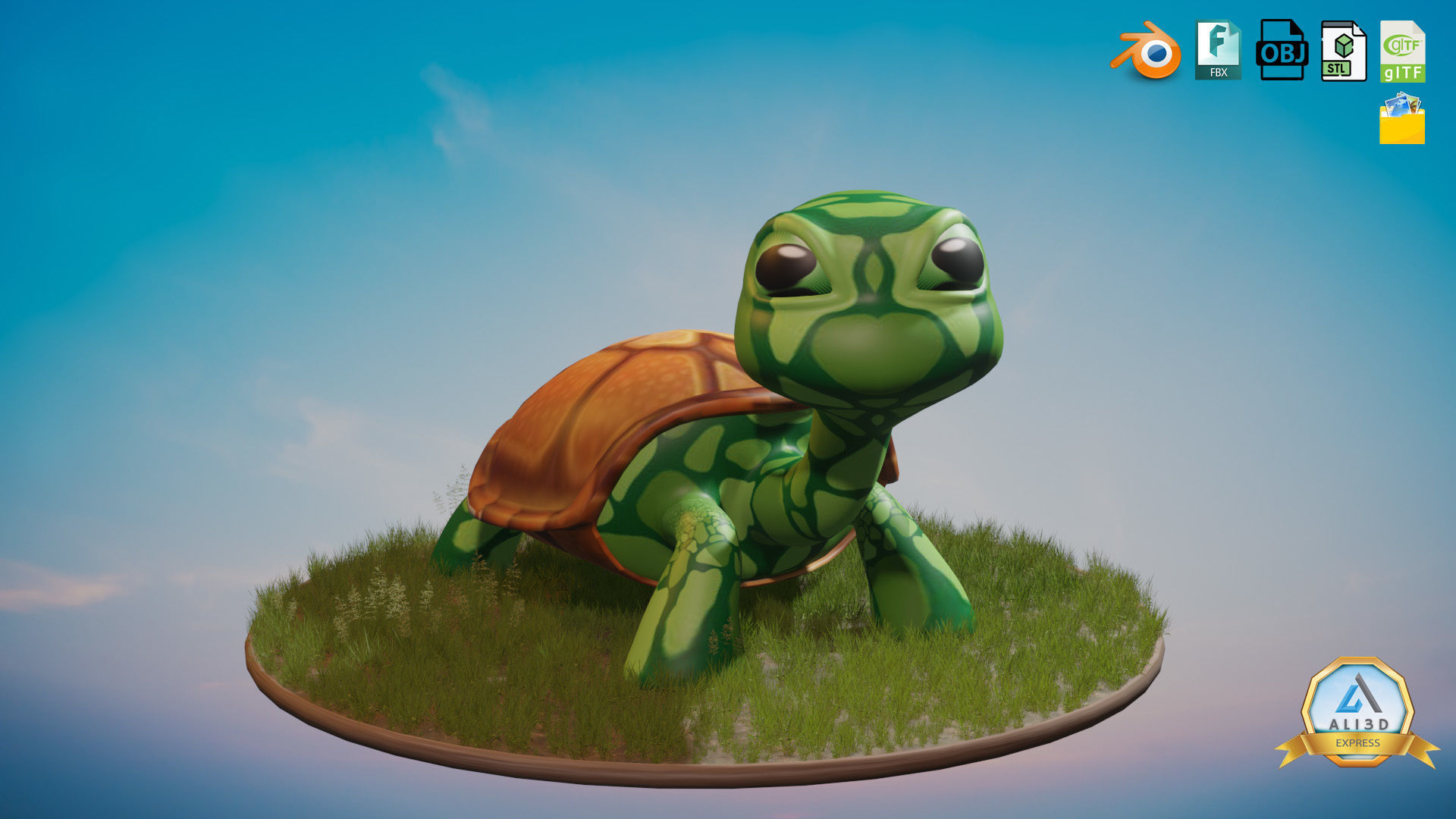 Stylized Turtle Rigged Low-poly 3D model_2