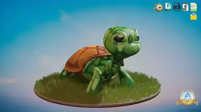 Stylized Turtle Rigged Low-poly 3D model