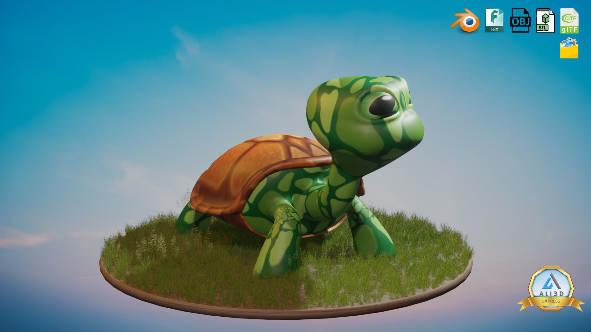 Stylized Turtle Rigged Low-poly 3D model_1
