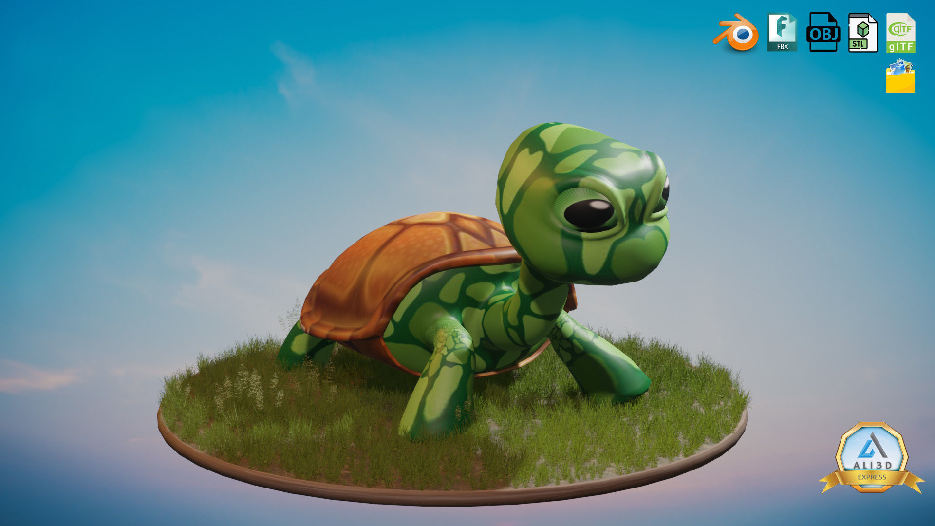 Stylized Turtle Rigged Low-poly 3D model_4