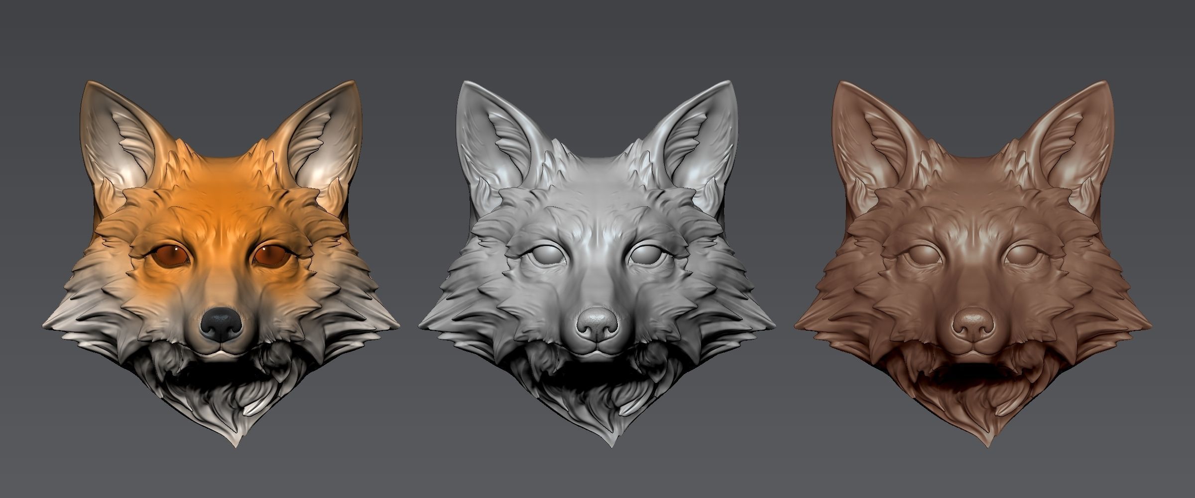Fox heads 3D print model_4