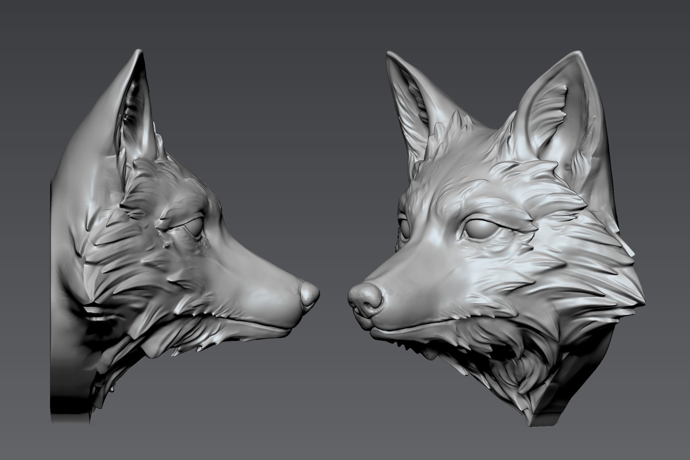 Fox heads 3D print model_5