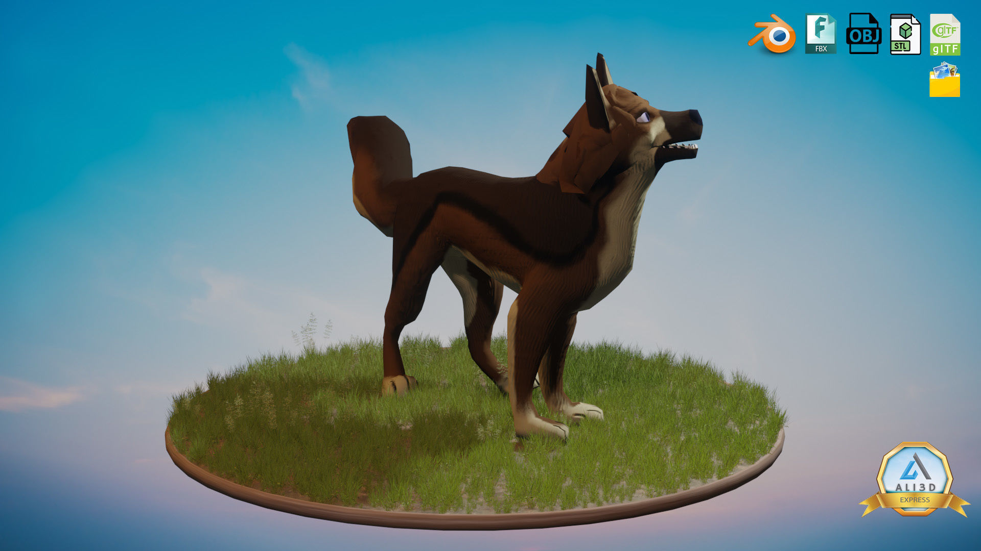Stylized Dog Game Ready Rigged Low-poly 3D model_10