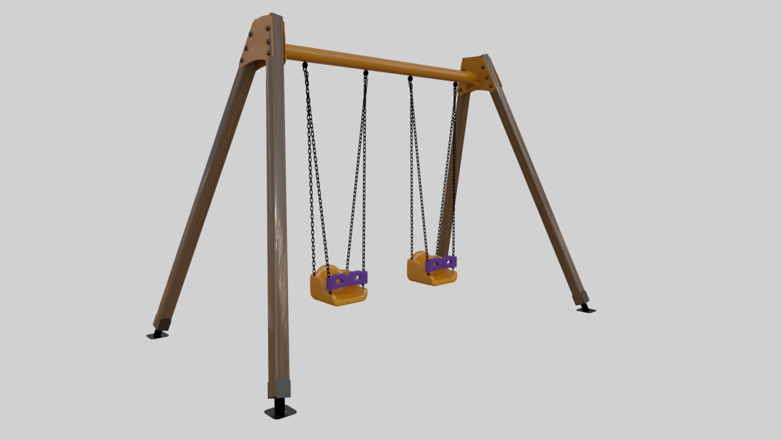 Playground Double Swing - 01 3D model_4