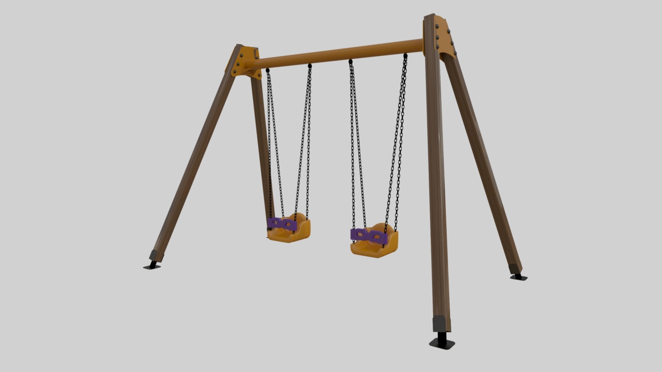 Playground Double Swing - 01 3D model_26