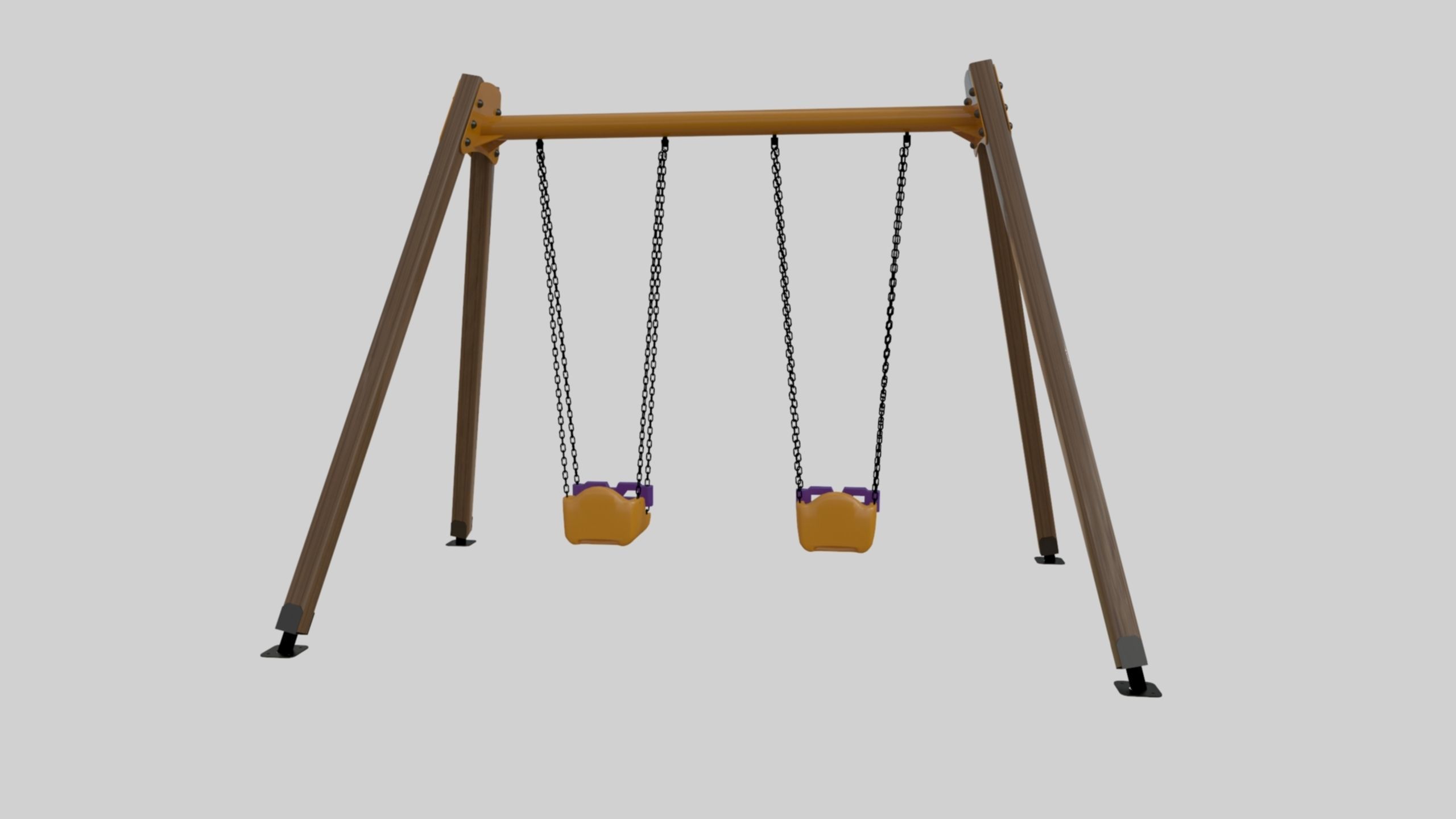 Playground Double Swing - 01 3D model_9