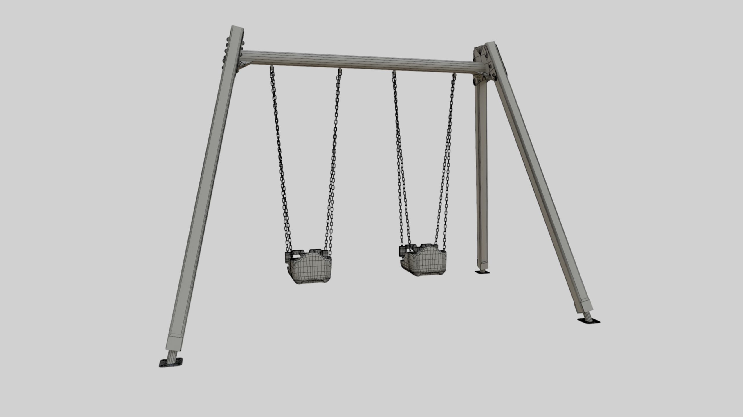 Playground Double Swing - 01 3D model_35