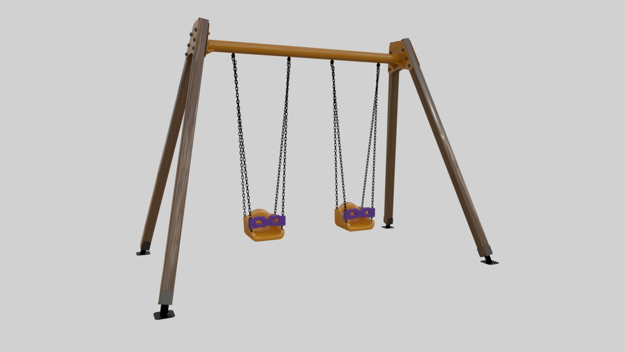 Playground Double Swing - 01 3D model_6