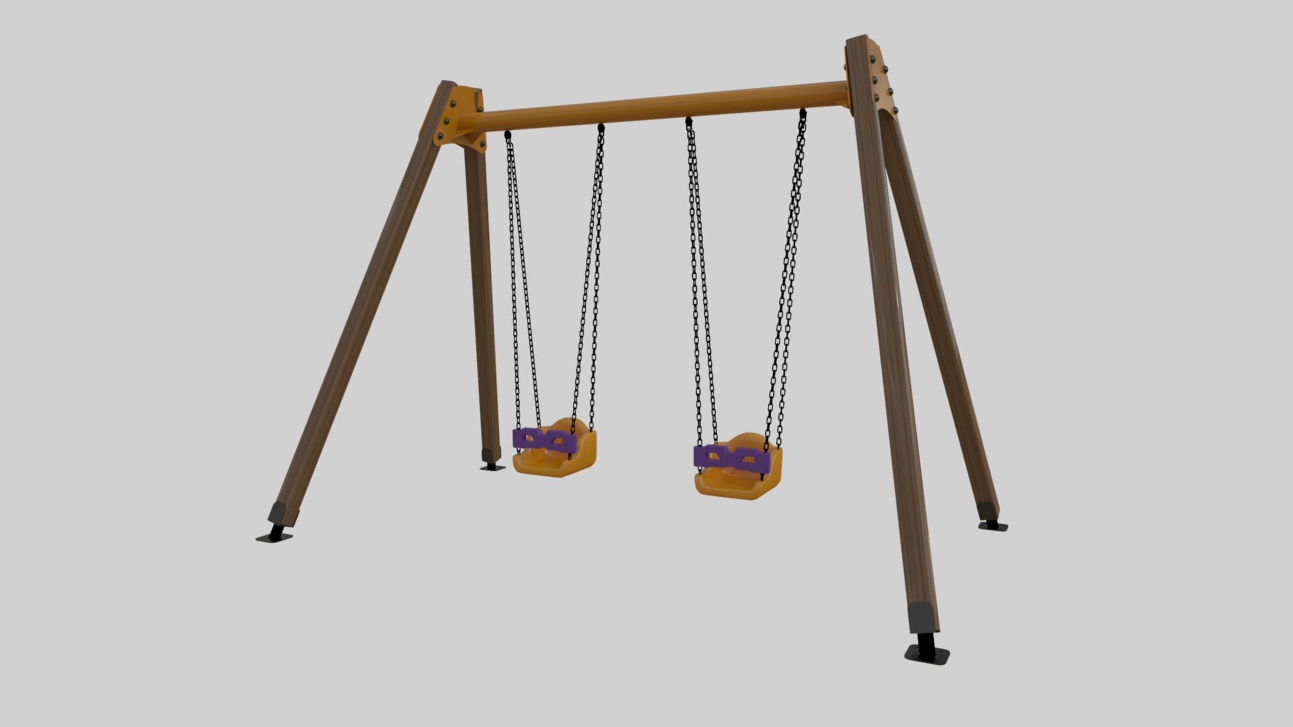 Playground Double Swing - 01 3D model_15