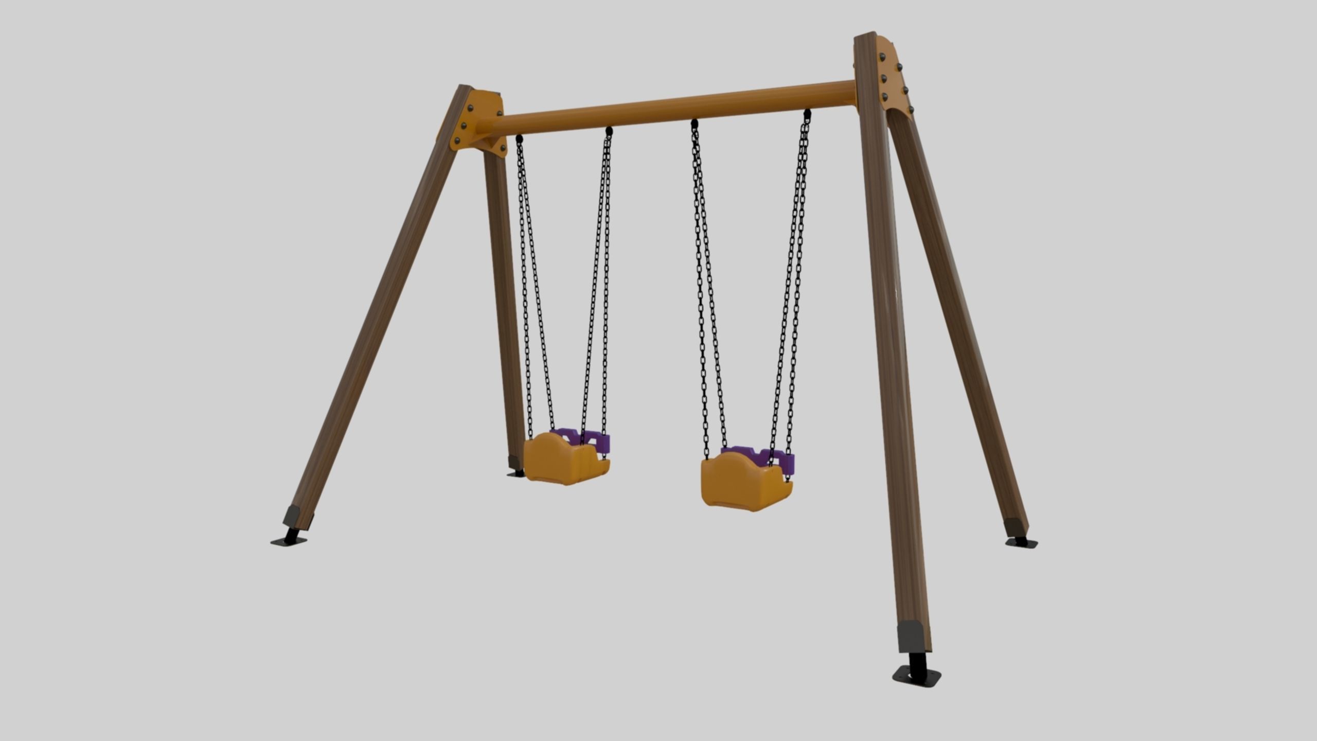 Playground Double Swing - 01 3D model_8