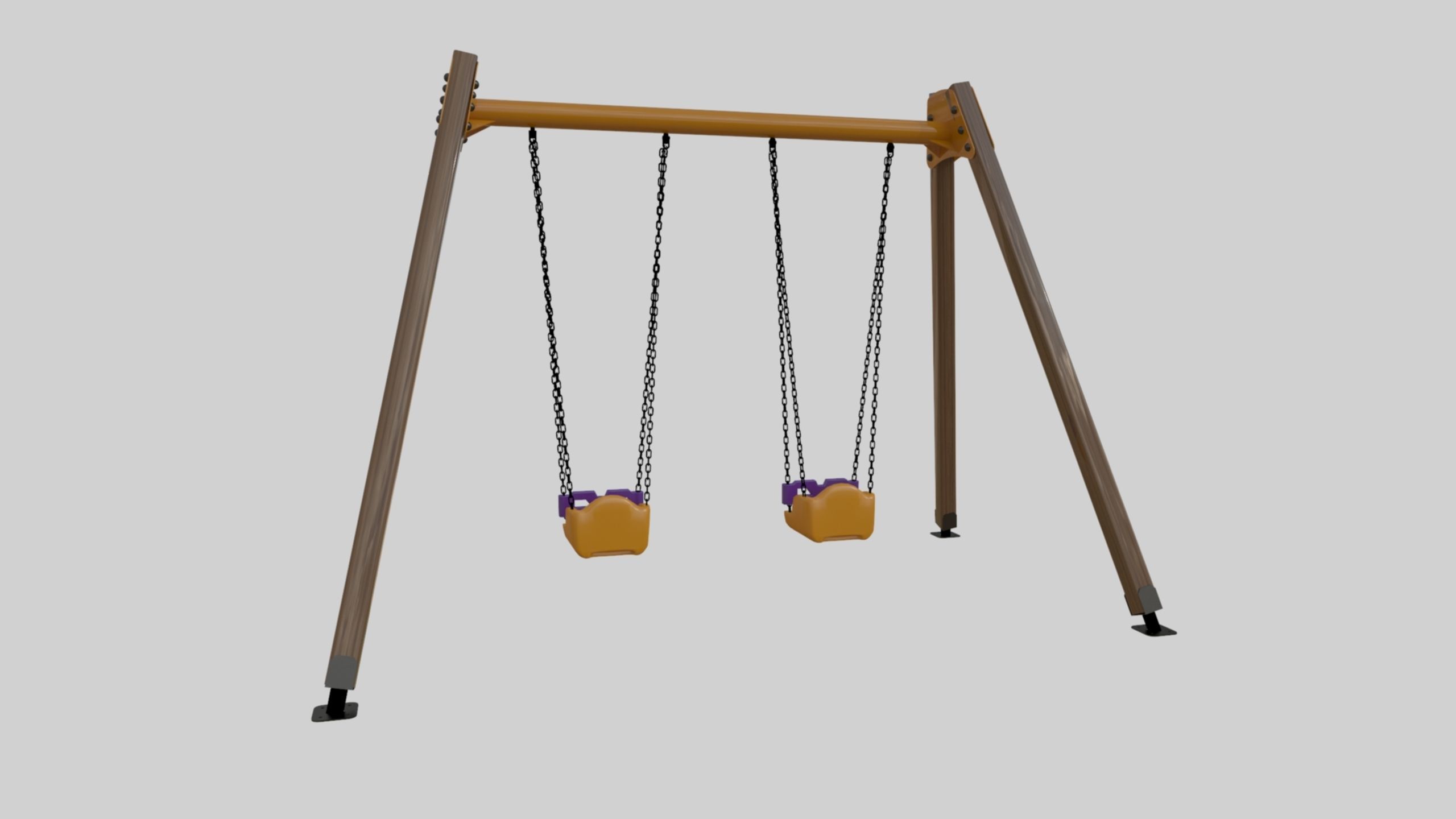 Playground Double Swing - 01 3D model_17