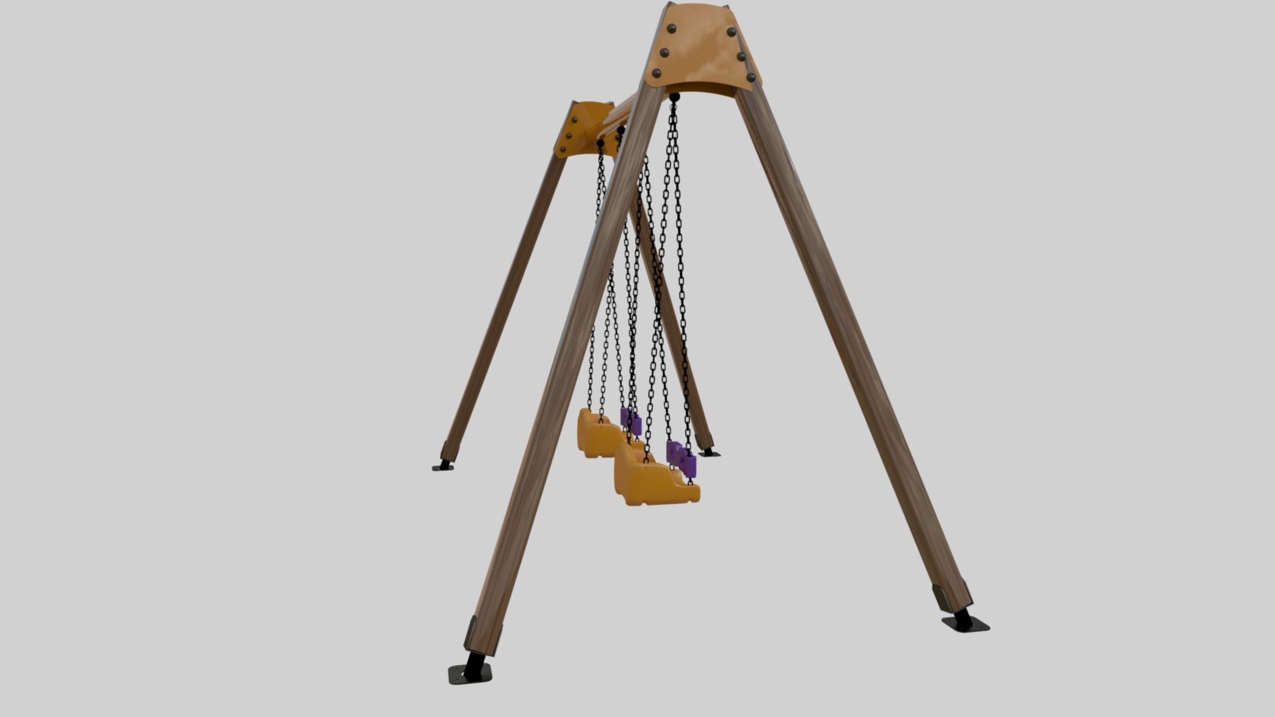 Playground Double Swing - 01 3D model_11